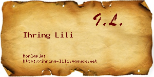 Ihring Lili névjegykártya